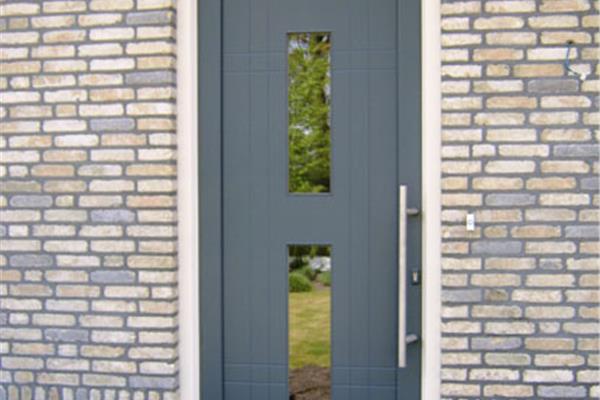 Voordeur met sierpaneel en inox siertrekker